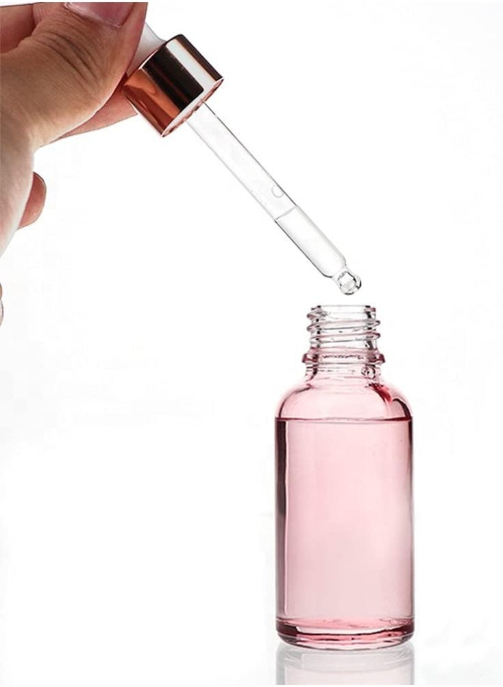 6 Pack, 1Oz Pink Glass Dropper Bottle for Essential Oils,Empty Glass Eye Dropper Bottle Holder With Glass Reagent Pipette,Rose-Golden Caps Perfume Travel Vial Container-FREE Pipette,Funnel - Image 2